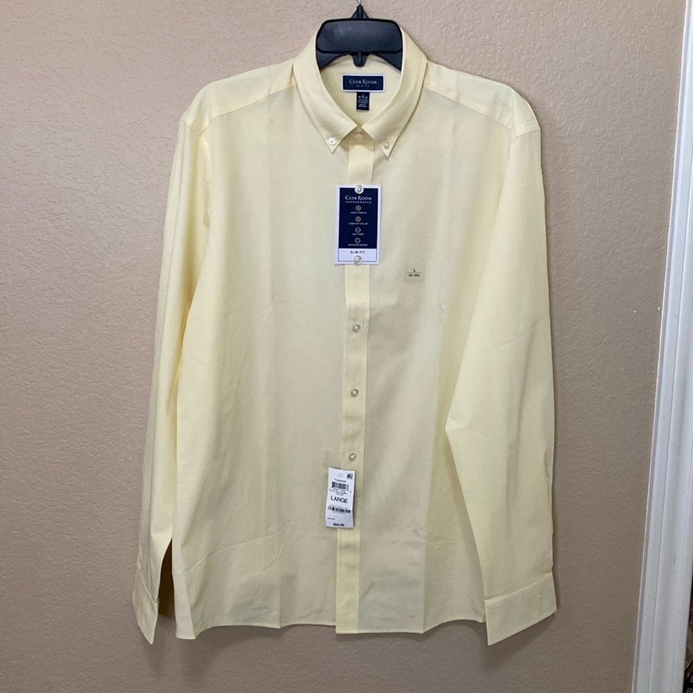 Men’s Club Room Performance Button Down Dress Shirt NWT Size L